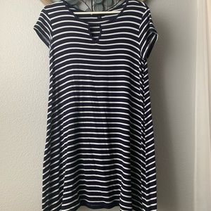 Striped navy blue t-shirt dress